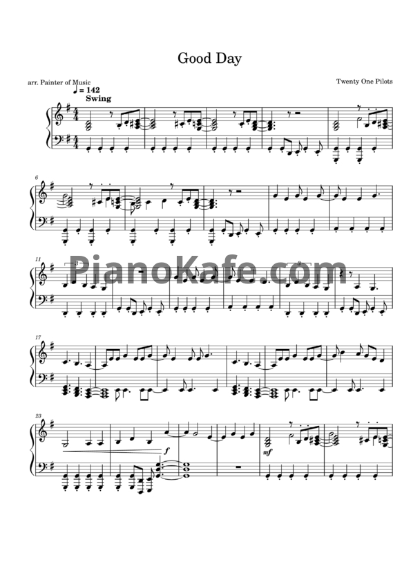 Ноты Twenty One Pilots - Good day - PianoKafe.com