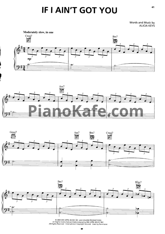 Ноты Alicia Keys - If ain't got you - PianoKafe.com