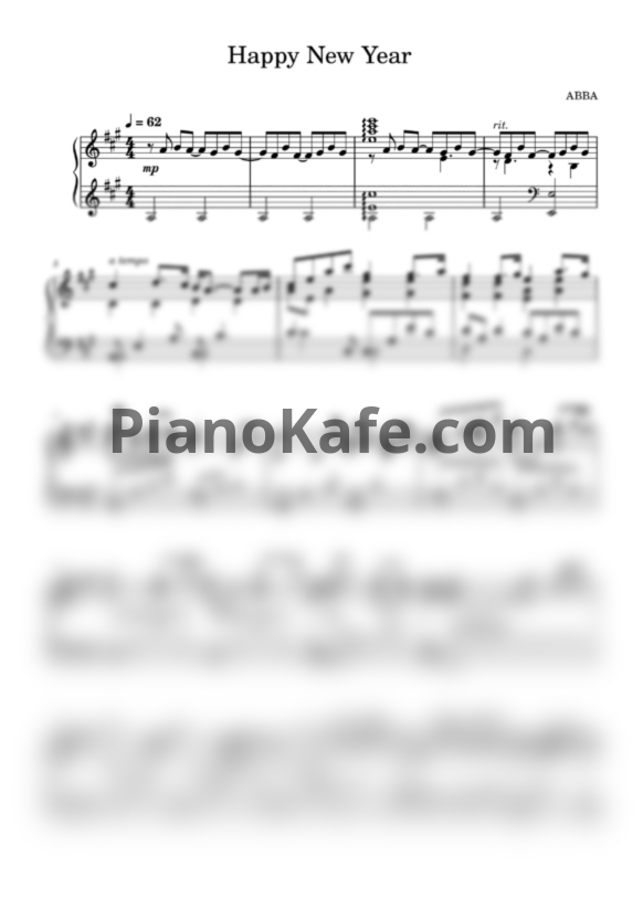 Ноты ABBA - Happy New Year (Play the piano cover) - PianoKafe.com