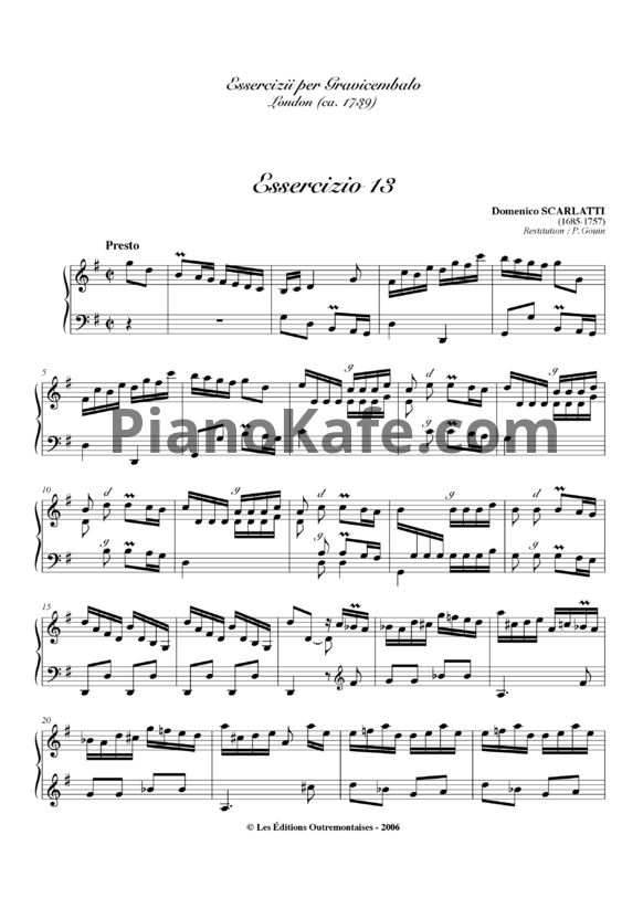 Ноты Д. Скарлатти - Соната K13 - PianoKafe.com