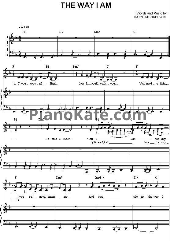 Ноты Ingrid Michaelson - The way I am - PianoKafe.com