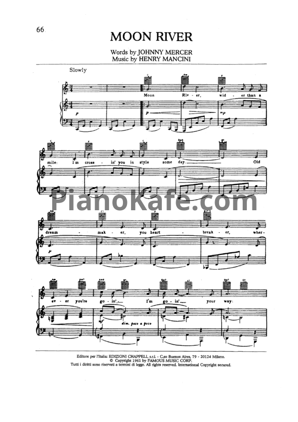 Ноты Frank Sinatra - Moon river - PianoKafe.com
