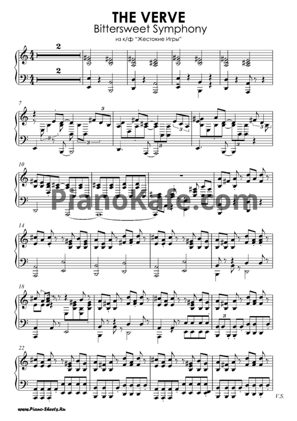 Ноты The verve - Bittersweet Symphony - PianoKafe.com