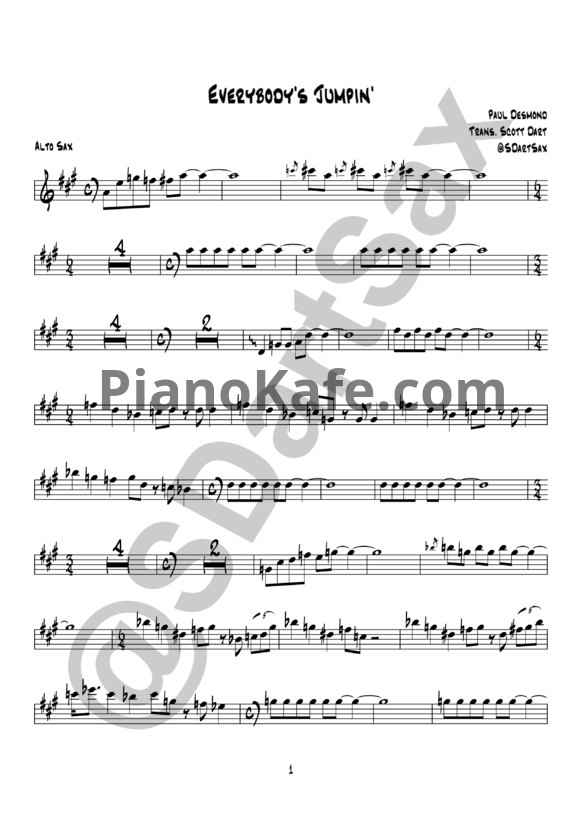 Ноты Paul Desmond - Everybody's jumpin' - PianoKafe.com