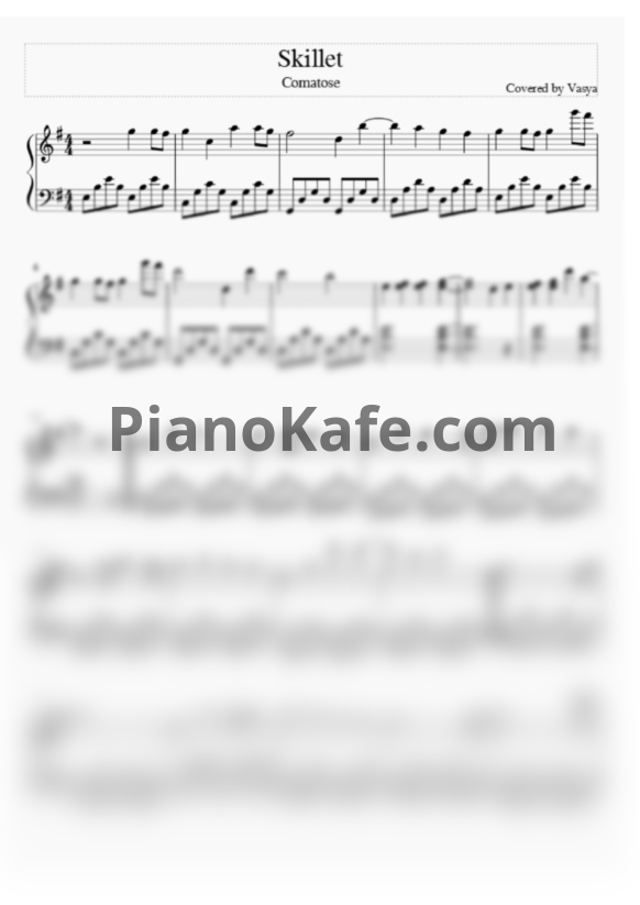 Ноты Skillet - Comatose (Версия 4) - PianoKafe.com