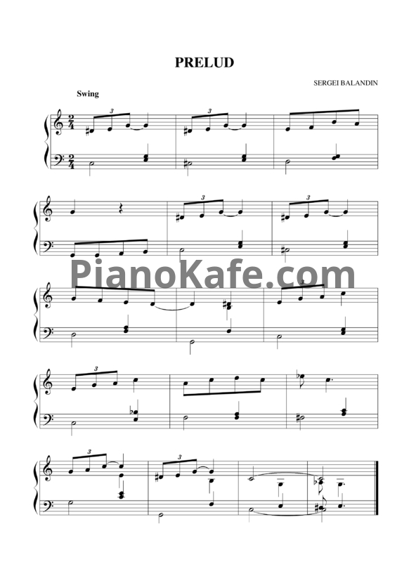 Ноты Сергей Баландин - Прелюдия - PianoKafe.com