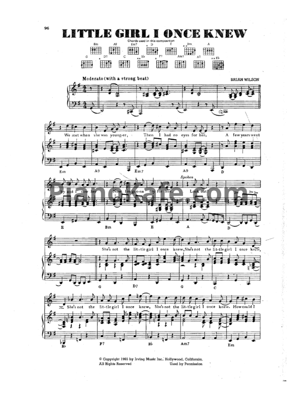 Ноты The Beach Boys - Little girl I once knew - PianoKafe.com