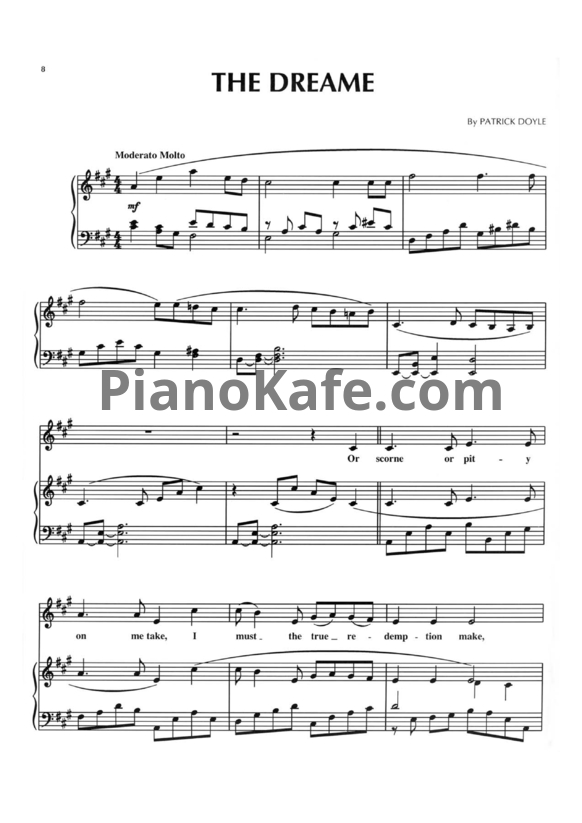 Ноты Patrick Doyle - The dreame - PianoKafe.com