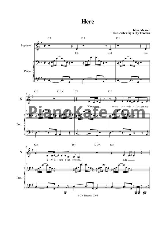 Ноты Idina Menzel - Here - PianoKafe.com