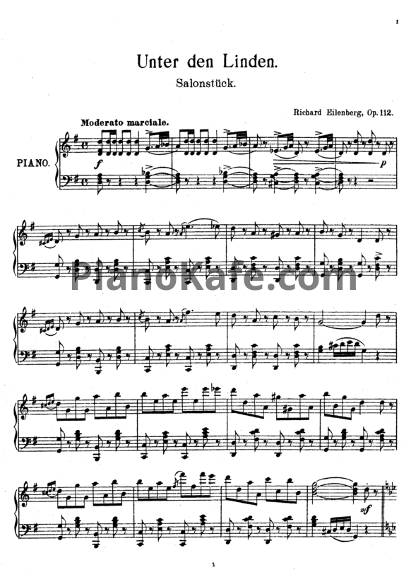 Ноты Р. Эйленберг - Unter den Linden (Op. 112) - PianoKafe.com