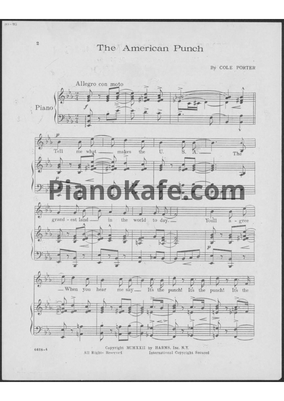 Ноты Cole Porter - The American punch - PianoKafe.com