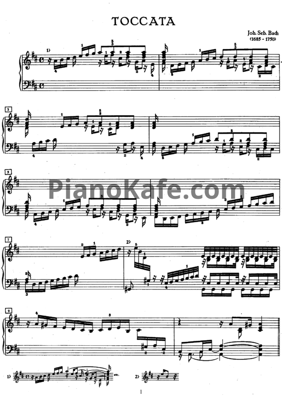 Ноты И. Бах - Токката ре мажор (BWV 912) - PianoKafe.com