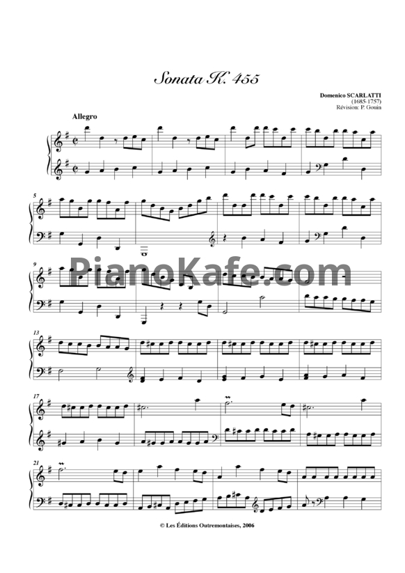 Ноты Д. Скарлатти - Соната K455 - PianoKafe.com