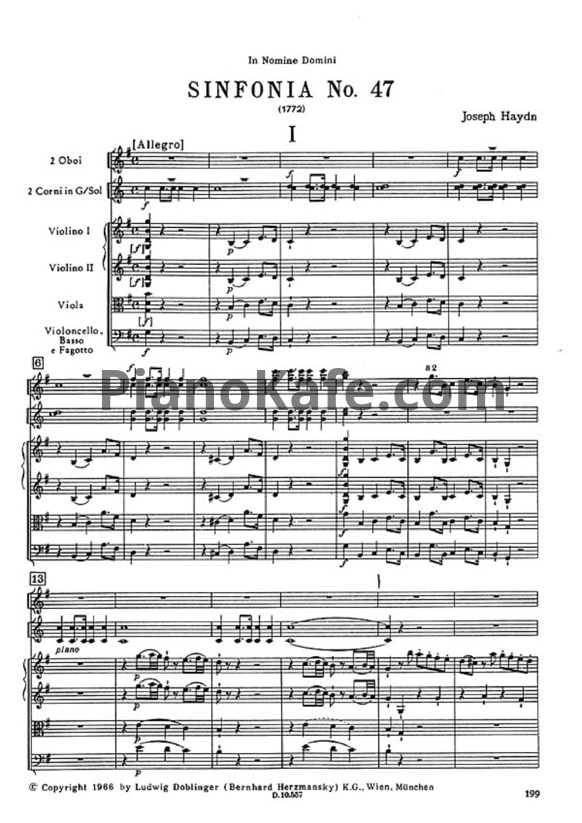 Ноты Йозеф Гайдн - Симфония №47 соль мажор (Партитура) - PianoKafe.com