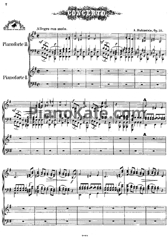 Ноты Антон Рубинштейн - Концерт №1 для фортепиано с оркестром (Op. 25) - PianoKafe.com