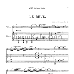 Ноты Пабло де Сарасате - Сон (Соч. 53) - предпросмотр