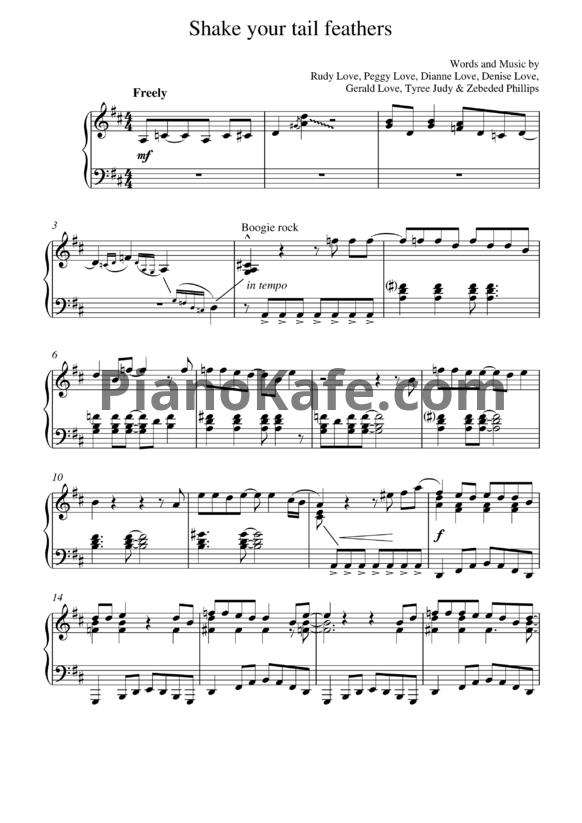 Ноты Ray Charles - Shake your tail feathers - PianoKafe.com