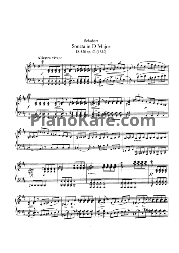 Ноты Франц Шуберт - Соната ре мажор (D. 850, Op. 53) - PianoKafe.com