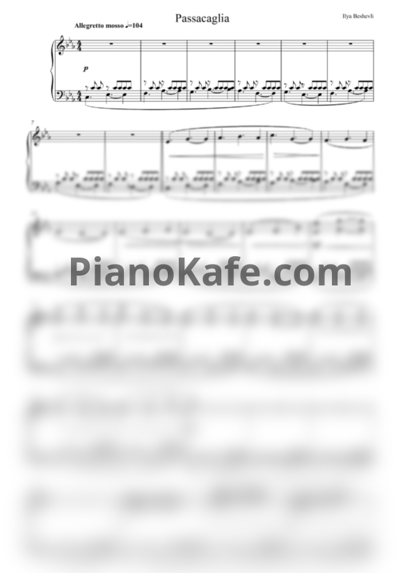 Ноты Ilya Beshevli - Passacaglia - PianoKafe.com