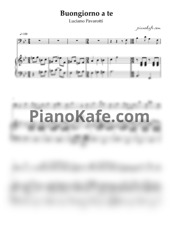 Ноты Luciano Pavarotti - Buongiorno a te - PianoKafe.com