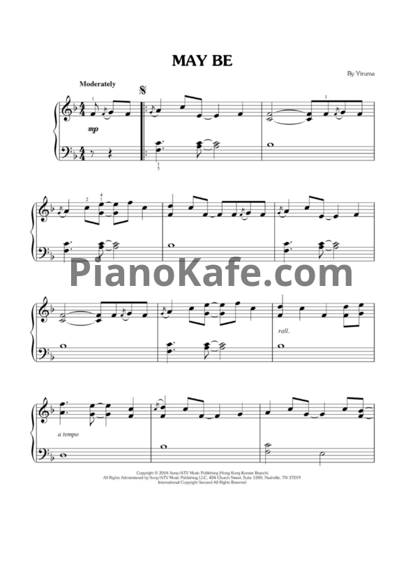 Ноты Yiruma - Maybe - PianoKafe.com