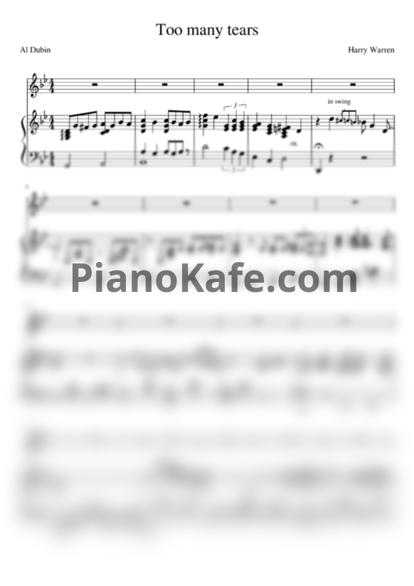 Ноты Peter Mintun - Too many tears - PianoKafe.com