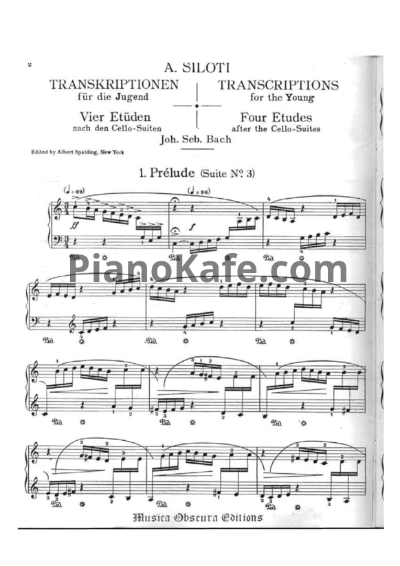 Ноты А. Зилоти - 4 этюда из сюиты для виолончели И.С. Баха - PianoKafe.com