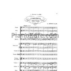 Ноты Антон Аренский - Концерт для скрипки с оркестром ля минор (Op. 54, партитура) - предпросмотр