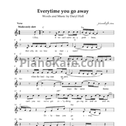 Ноты Paul Young - Everytime you go away