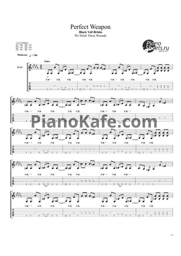 Ноты Black Veil Brides - Perfect weapon - PianoKafe.com