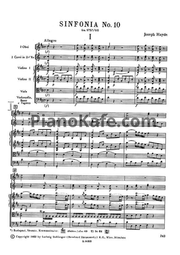 Ноты Йозеф Гайдн - Симфония №10 ре мажор (Партитура) - PianoKafe.com
