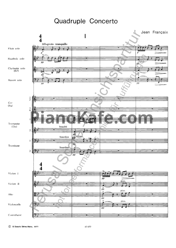 Ноты Жан Франсе - Концерт для флейты, гобоя, кларнета и фагота с оркестром (Партитура) - PianoKafe.com