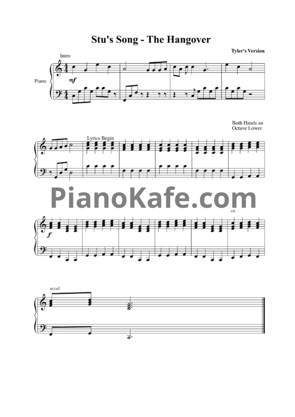 Ноты Ed Helms - Stu's song (Hangover) - PianoKafe.com