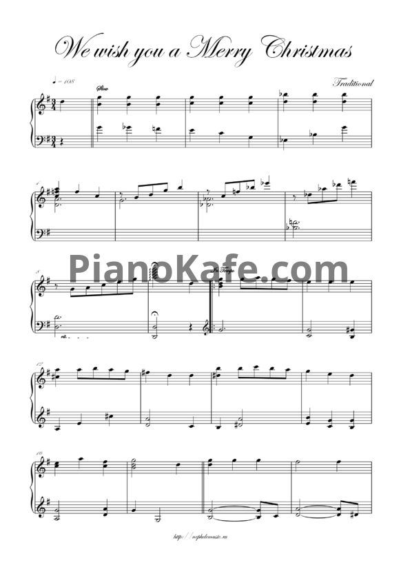 Ноты We wish you a Merry Christmas - PianoKafe.com