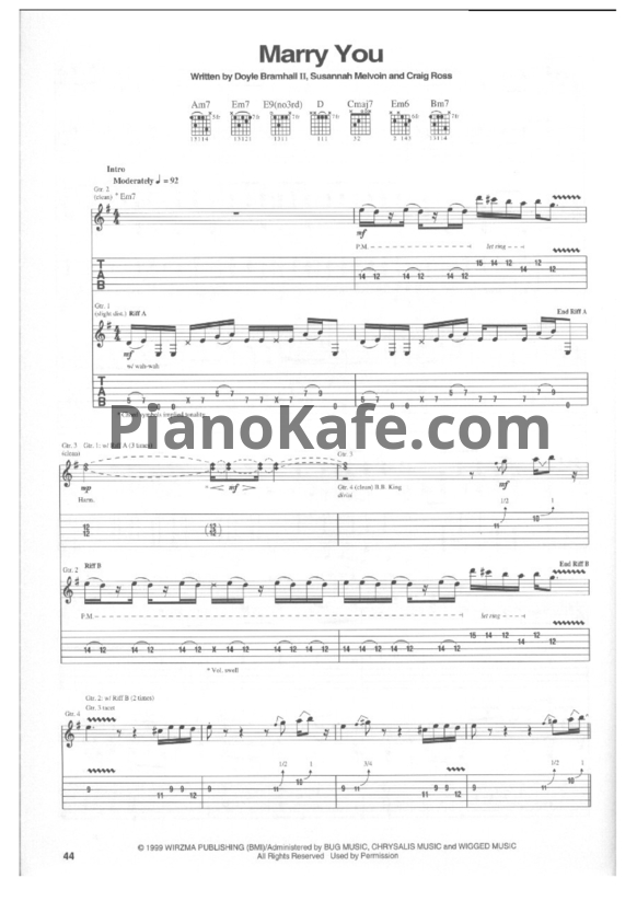Ноты B. B. King and Eric Clapton - Marry you - PianoKafe.com