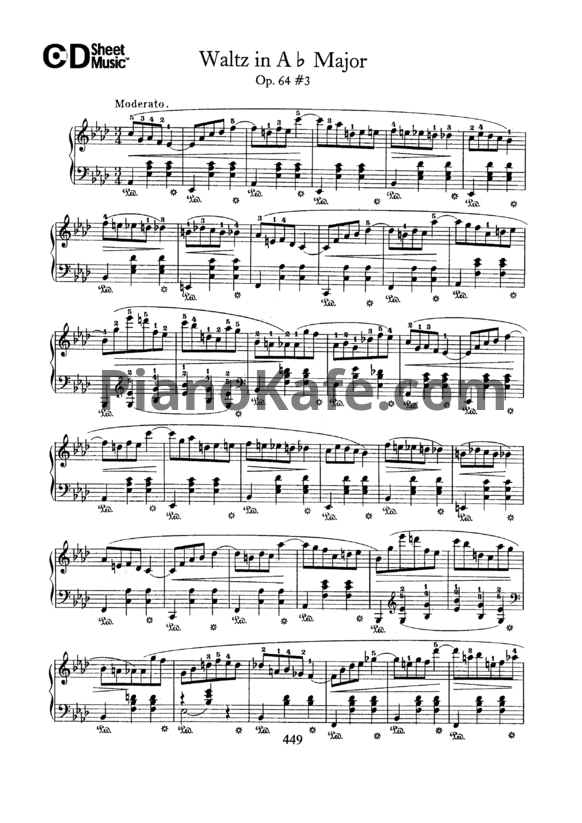 Ноты Ф. Шопен - Вальс №8 ля-бемоль мажор (Op. 64, №3) - PianoKafe.com