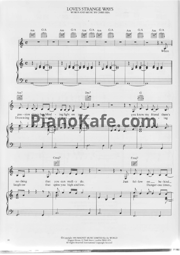 Ноты Chris Rea - Love's strange ways - PianoKafe.com