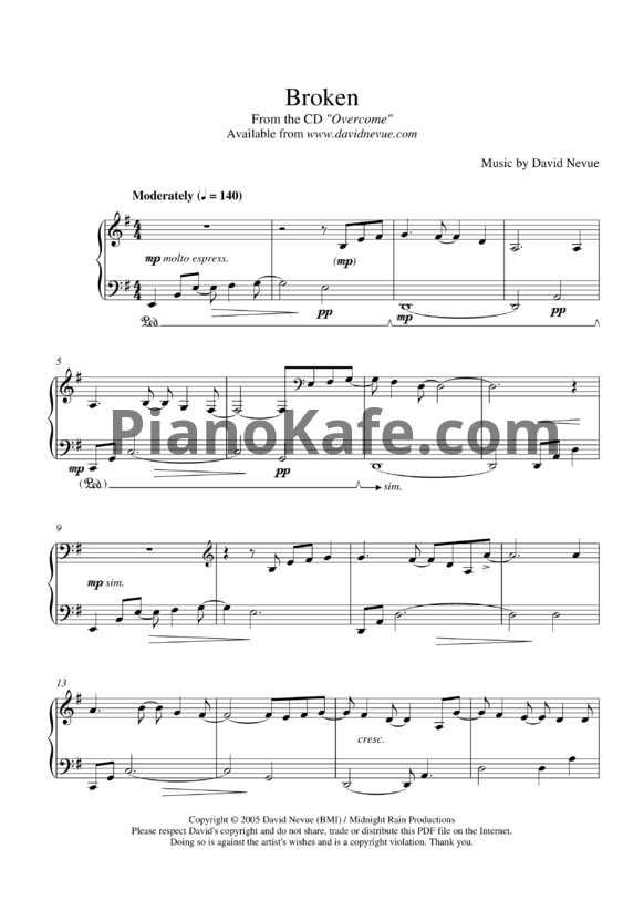 Ноты David Nevue - Broken - PianoKafe.com