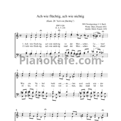 Ноты И. Бах - Ach wie fluchtig, ach wie nichtig (BWV 026) - предпросмотр