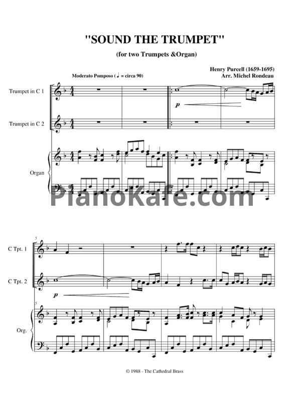 Ноты Генри Пёрселл - Ода "Sound the trumpet, beat the drum" (Z 335) - PianoKafe.com