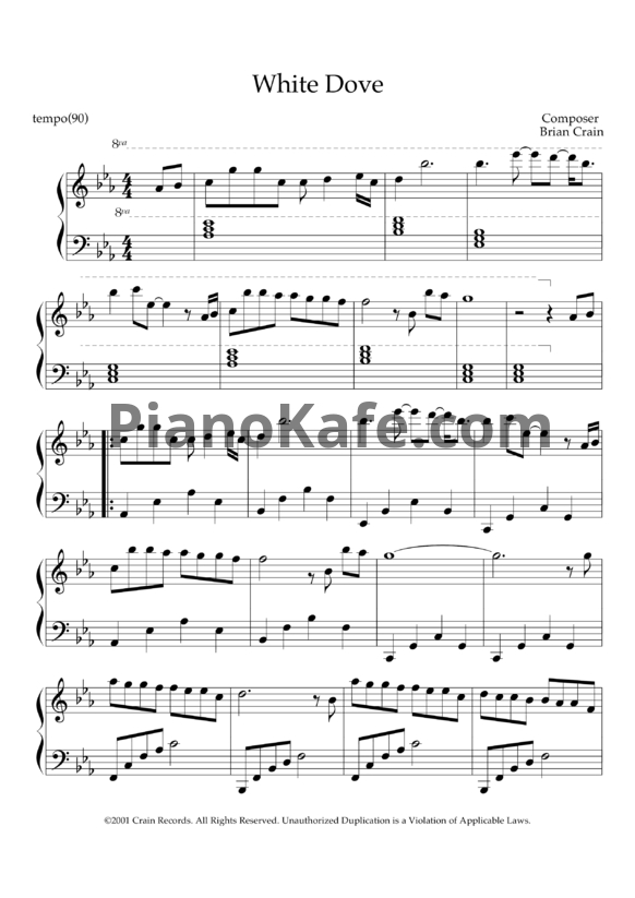 Ноты Brian Crain - White dove - PianoKafe.com