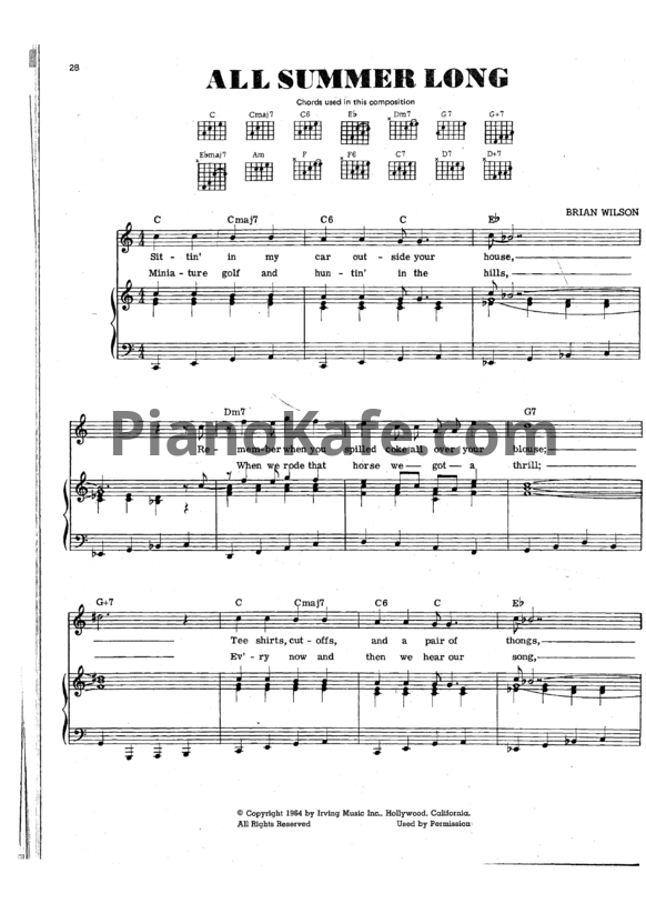Ноты The Beach Boys - All summer long - PianoKafe.com