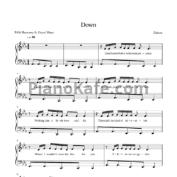 Ноты Fifth Harmony feat. Gucci Mane - Down - предпросмотр