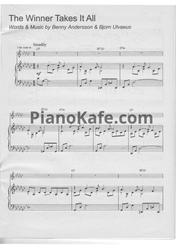 Ноты Abba - The winner takes it all (Версия 4) - PianoKafe.com