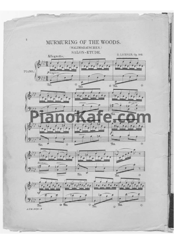 Ноты Генрих Лихнер - Waldesrauschen (Op. 103) - PianoKafe.com