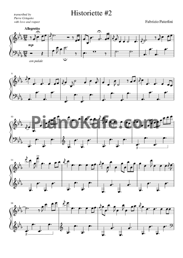 Ноты Fabrizio Paterlini - Historiette №2 - PianoKafe.com