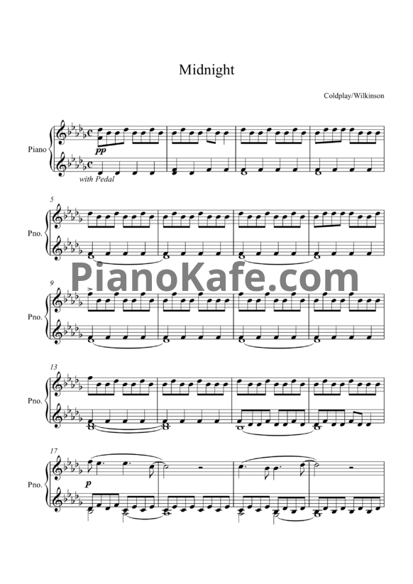 Ноты Coldplay - Midnight - PianoKafe.com
