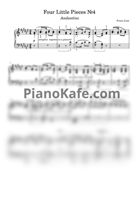 Ноты Ференц Лист - Four Little Pieces №4 - PianoKafe.com