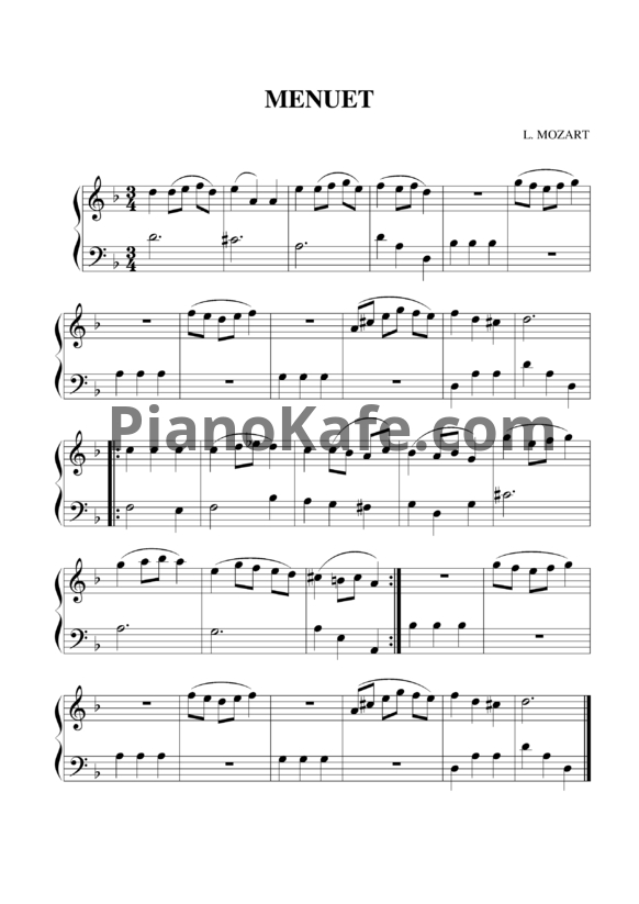 Ноты Леопольд Моцарт - Менуэт (Версия 2) - PianoKafe.com