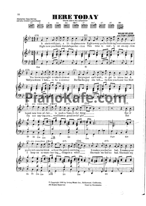 Ноты The Beach Boys - Here today - PianoKafe.com